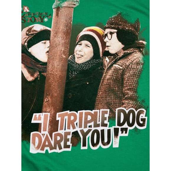 A Christmas Story "I Triple Dog Dare You!" Graphic T-Shirt Green Medium - Picture 7 of 8